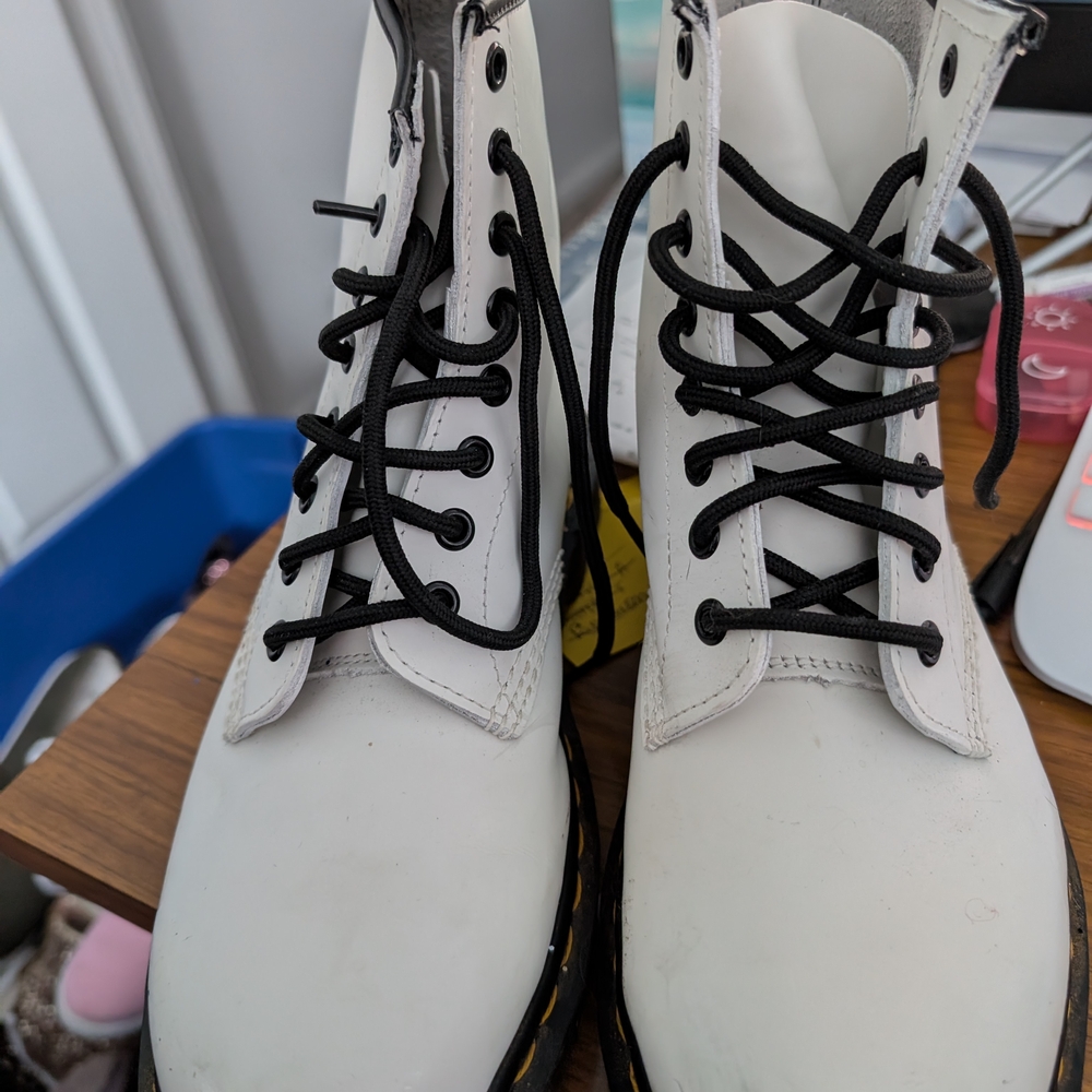 Dr. Martens White Boots with Black Accents